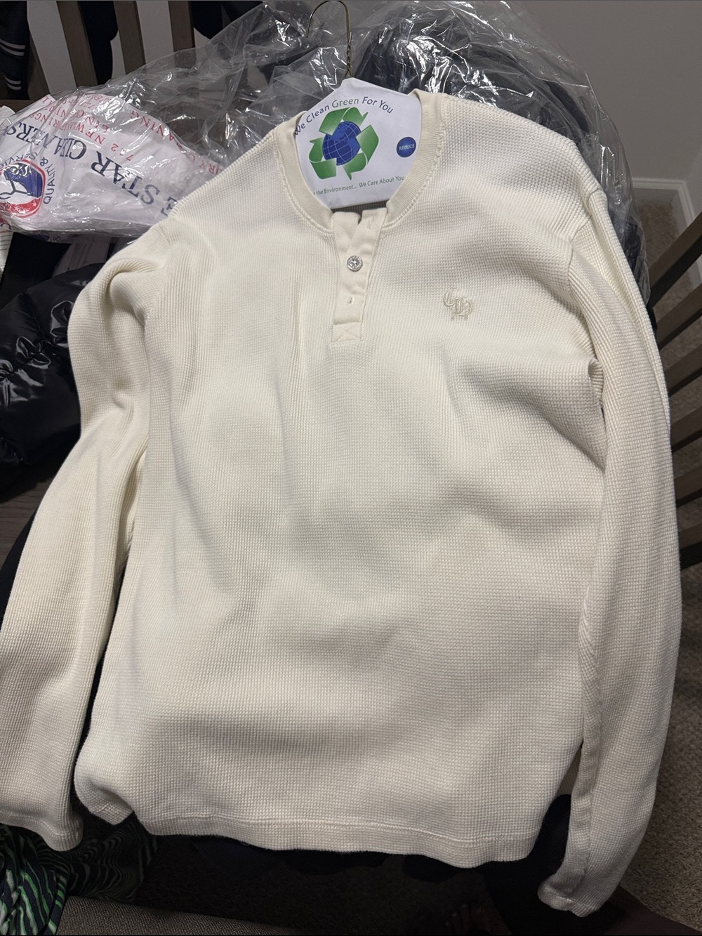 Chrome Hearts Cream Crewneck Henley Sweater